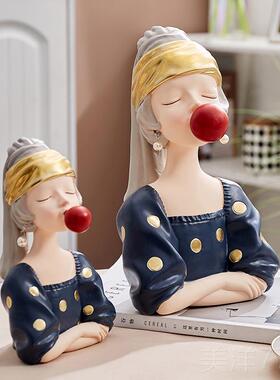 高档北欧泡泡孩女摆件网红少女客厅室房间面装卧饰品创意女生日桌