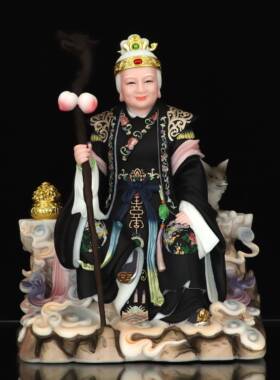高档祝汉白玉黑老像太太神黑妈妈黑老佛像家用客厅福人物桌面太摆