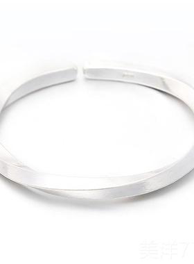 高档纯银手镯99足银男女情侣古法手战工白银手环莫乌斯比实心9维