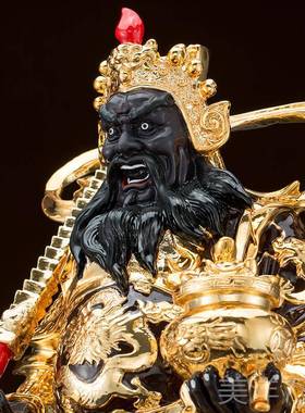 高档黄铜武神赵财公明神公像居家摆件正财神赵帅财神骑虎像家用供