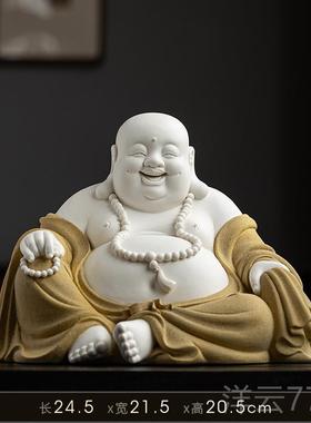 高档陶瓷弥勒佛肚开心笑佛像客弥勒财摆件禅意厅玄关办大公室装饰