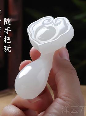 高档平然安如意手把件书房厅家居桌摆件装饰天玉石送客领导面同事