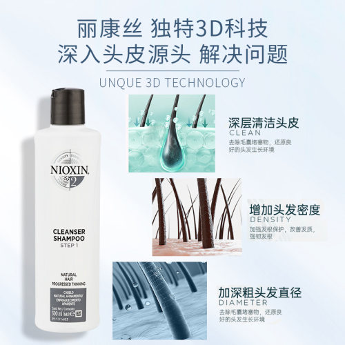 NIOXIN丽康丝洗发水2号无硅油防掉发清爽控油去油蓬松去屑300ml - 图1
