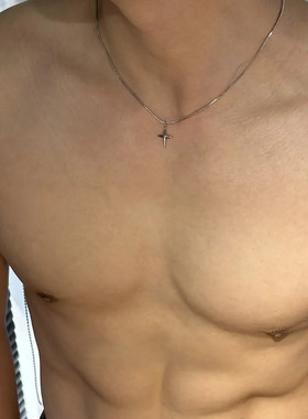 钛钢项链 冷淡风十字架星芒项链男女简约轻奢百搭情侣蛇骨链男ins