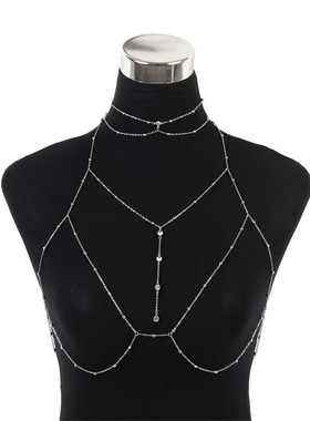 不掉色潮酷辣妹身体链穿胸链夏季性感欧美小众高级感百搭轻奢项链