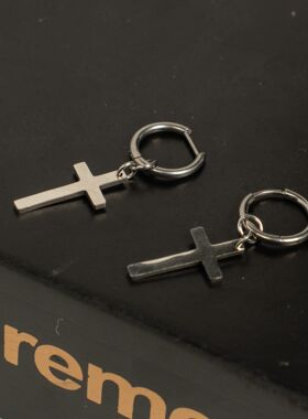 钛合金耳饰 F136钛合金简约十字架耳钉耳环新款个性百搭