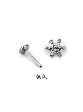 F136钛合金耳饰雪花镶钻锆石耳钉耳骨钉小众轻奢百搭时精致感个性