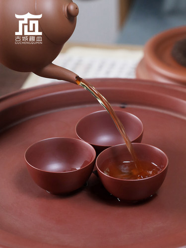 省工艺美术师章燕城老安顺工夫茶品茗茶杯中式主人杯茶盏紫砂朱泥 - 图1