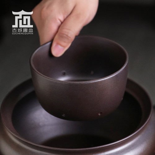 黑白花茶粗陶大容量煮茶器带过滤茶勺盖子围炉煮茶家用电陶炉套装 - 图2