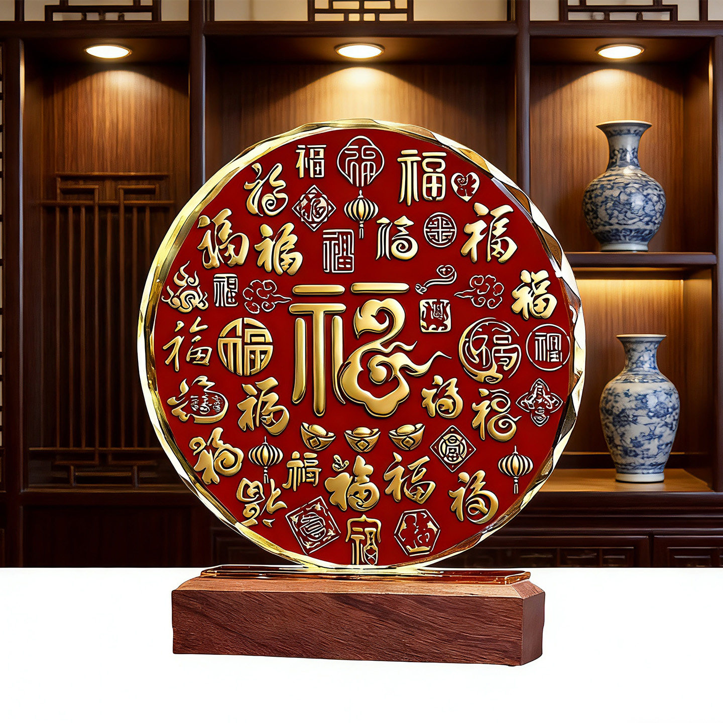 福字桌面水晶摆件百福图玄关客厅家居装饰品乔迁新居开业送礼摆台,淘宝优惠券,粉丝福利购,淘宝优惠卷