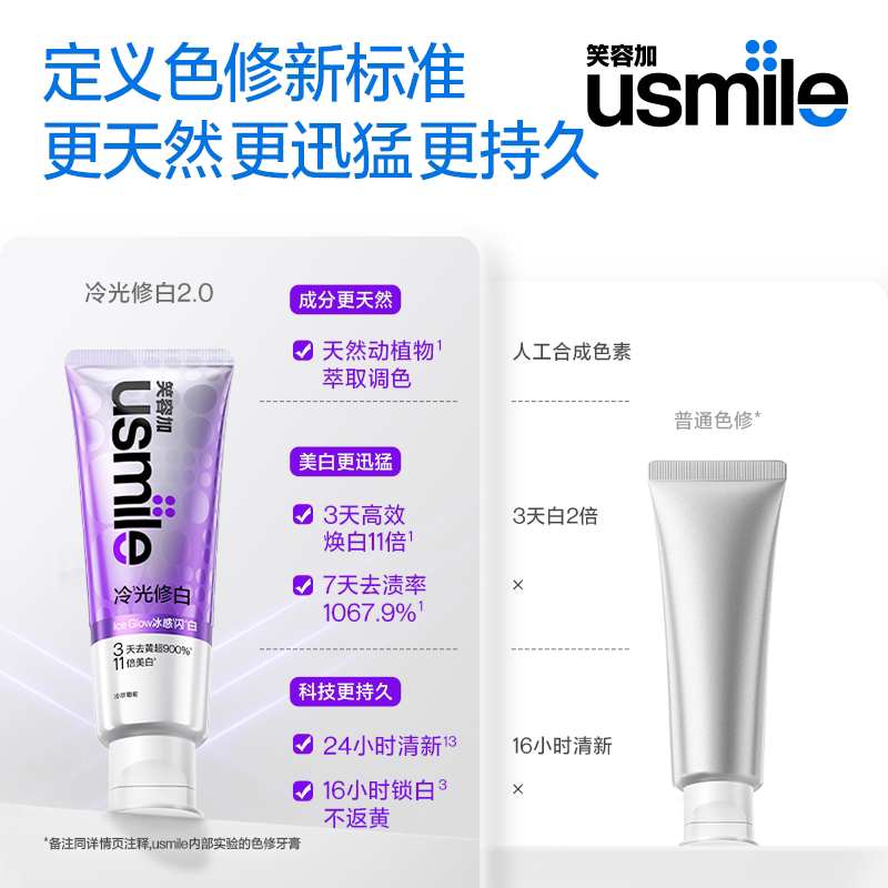 拍1发6笑容加usmile色修牙膏天然0人工色素
