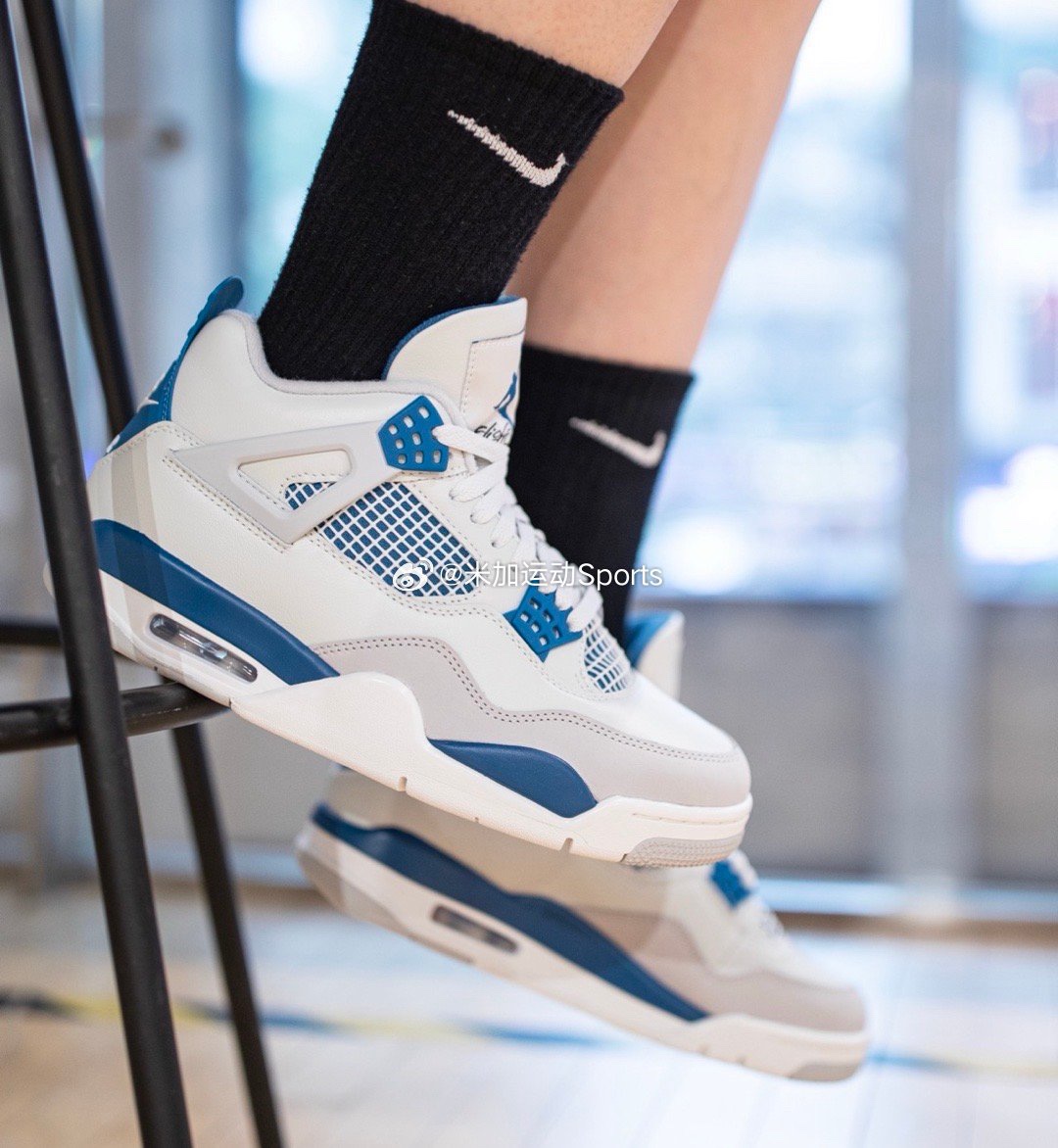 耐克Air Jordan4 AJ4乔4白蓝2024版复古休闲篮球鞋男女FV5029-141 - 图0