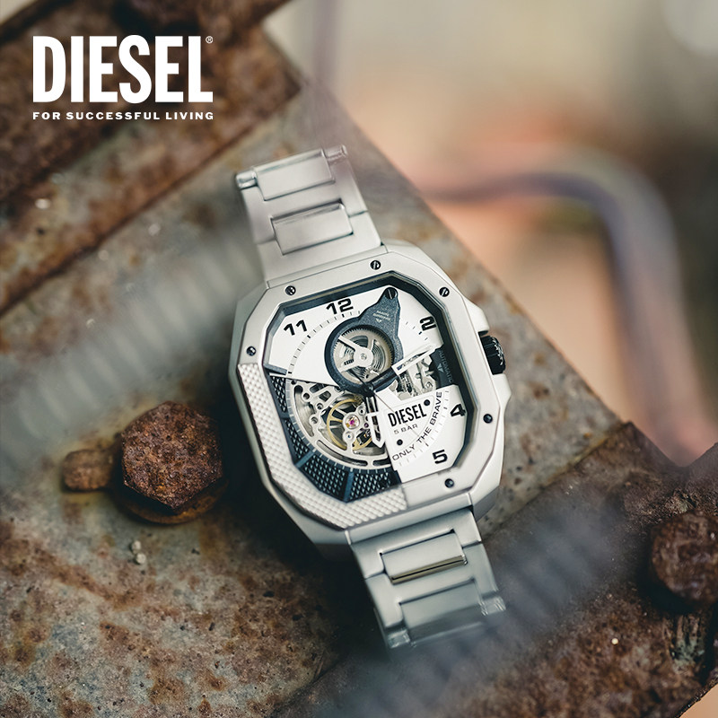diesel男新款方形黑色时尚盘机械表 diesel手表欧美腕表