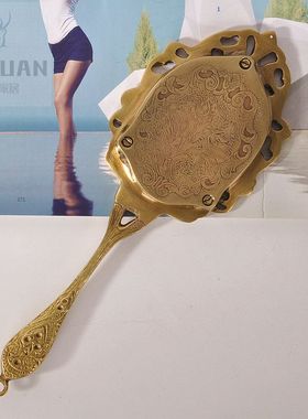 欧式风黄铜便携随身公主手持镜子