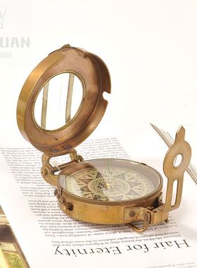 进口黄铜怀旧登山高精度指南针