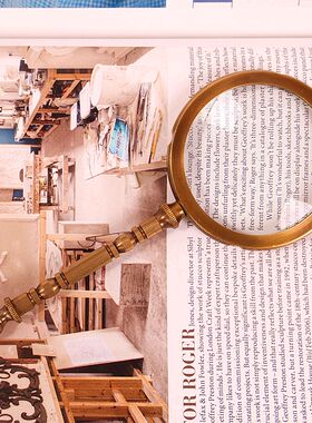 进口复古手持放大镜纯铜摆件