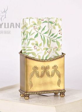 印度复古立式纸巾架餐厅黄铜摆件