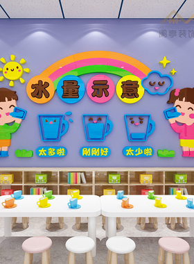 幼儿园环创喝水流程图主题墙贴