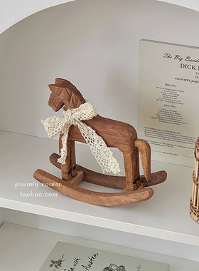 桌面小摆件实木复古怀旧木马