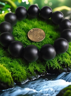 正品情侣手环磨砂手串男女黑玉髓