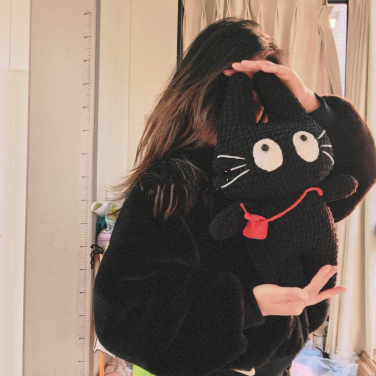 小黑猫超大玩偶抱枕手工钩织可爱靠垫抱枕送朋友DIY材料包,淘宝优惠券,粉丝福利购,淘宝优惠卷