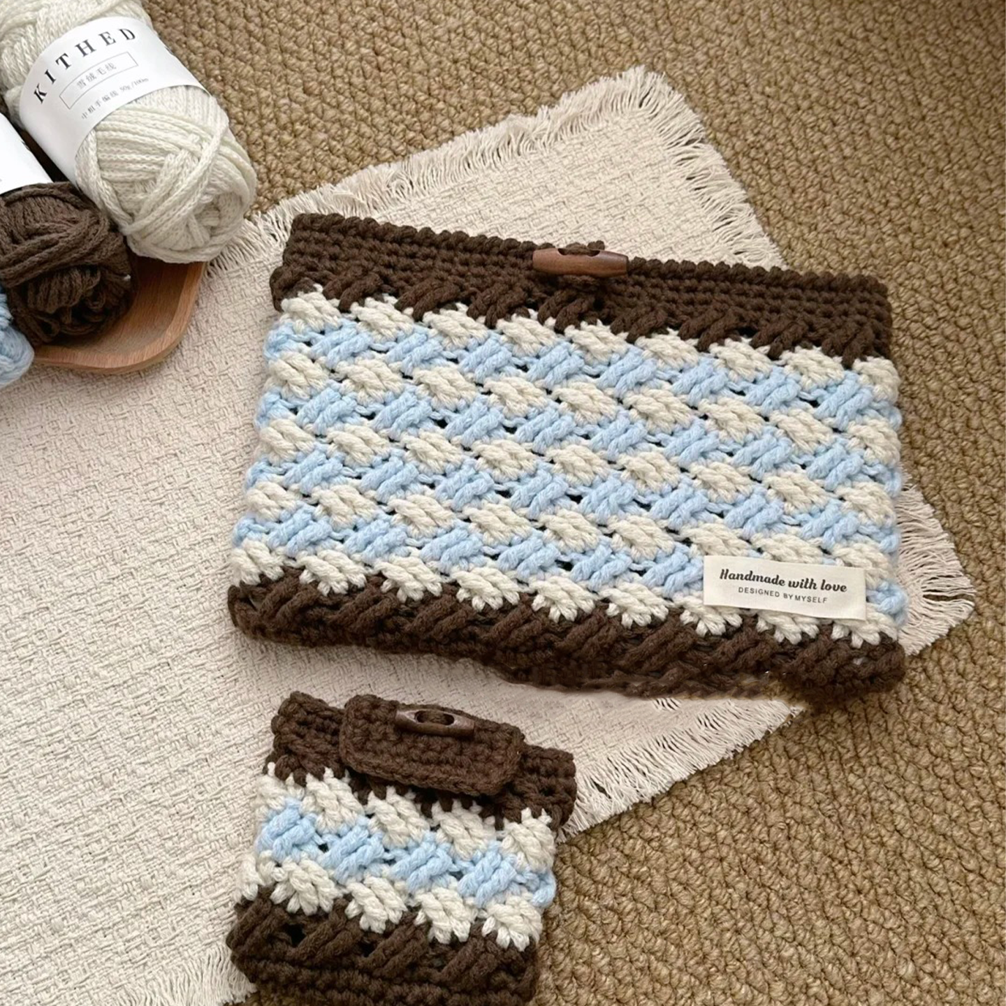 海盐拿铁iPad耳机收纳包手工钩织实用创意送朋友礼物DIY材料包,淘宝优惠券,粉丝福利购,淘宝优惠卷