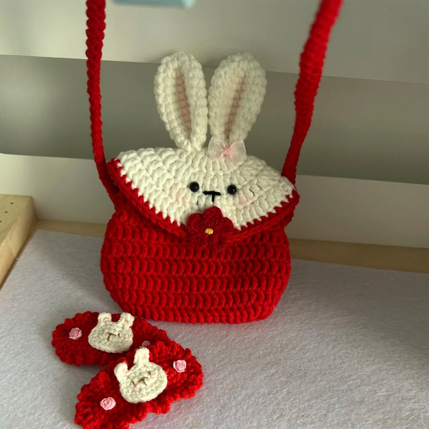 小兔子围巾发夹手工钩织可爱宝妈打发时间送小朋友礼物DIY材料包,淘宝优惠券,粉丝福利购,淘宝优惠卷