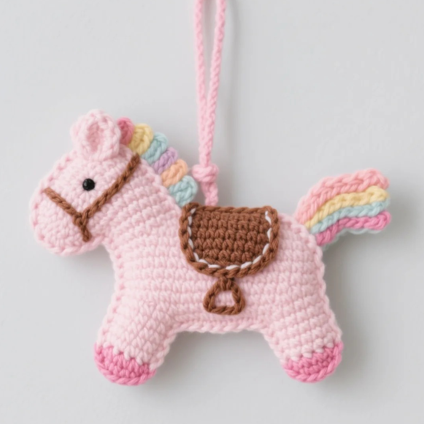 粉粉彩虹小马挂件挂手工毛线编织包包挂件钩针朋友礼物diy材料包,淘宝优惠券,粉丝福利购,淘宝优惠卷