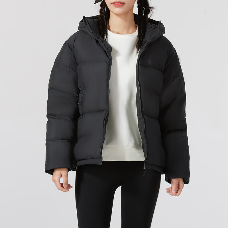 adidas阿迪达斯女子运动休闲保暖连帽羽绒服外套JV6192