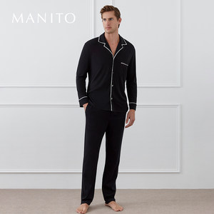 MANITO/曼尼陀Jersey男士真丝莫代尔睡衣桑蚕丝家居服早春