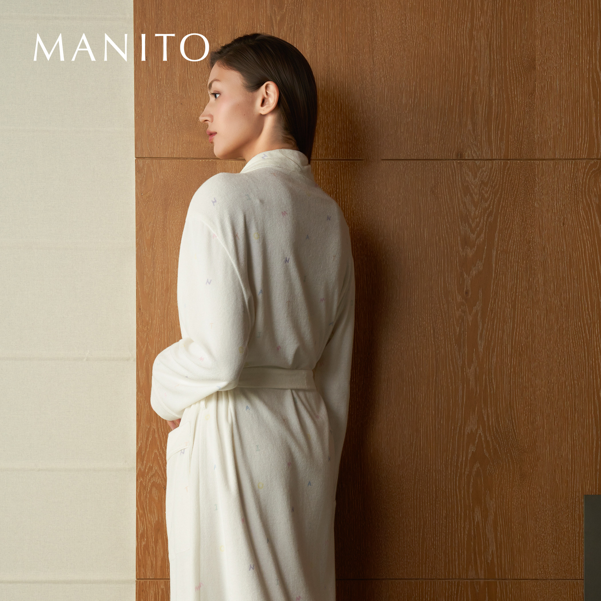 MANITO/曼尼陀New Signature 女士长绒棉针织睡袍彩色字母长袍,淘宝优惠券,粉丝福利购,淘宝优惠卷