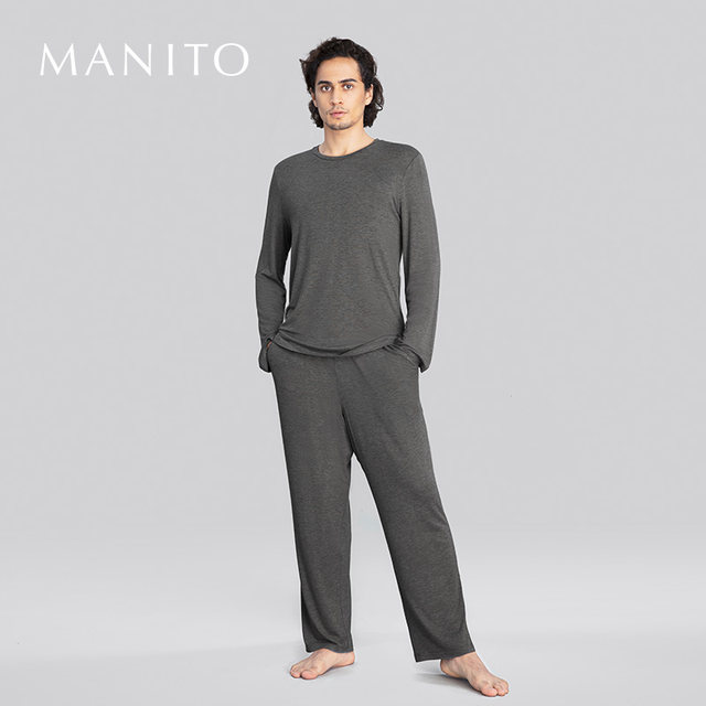 Manito ດູໃບໄມ້ລົ່ນແລະລະດູຫນາວ mulberry silk pajamas