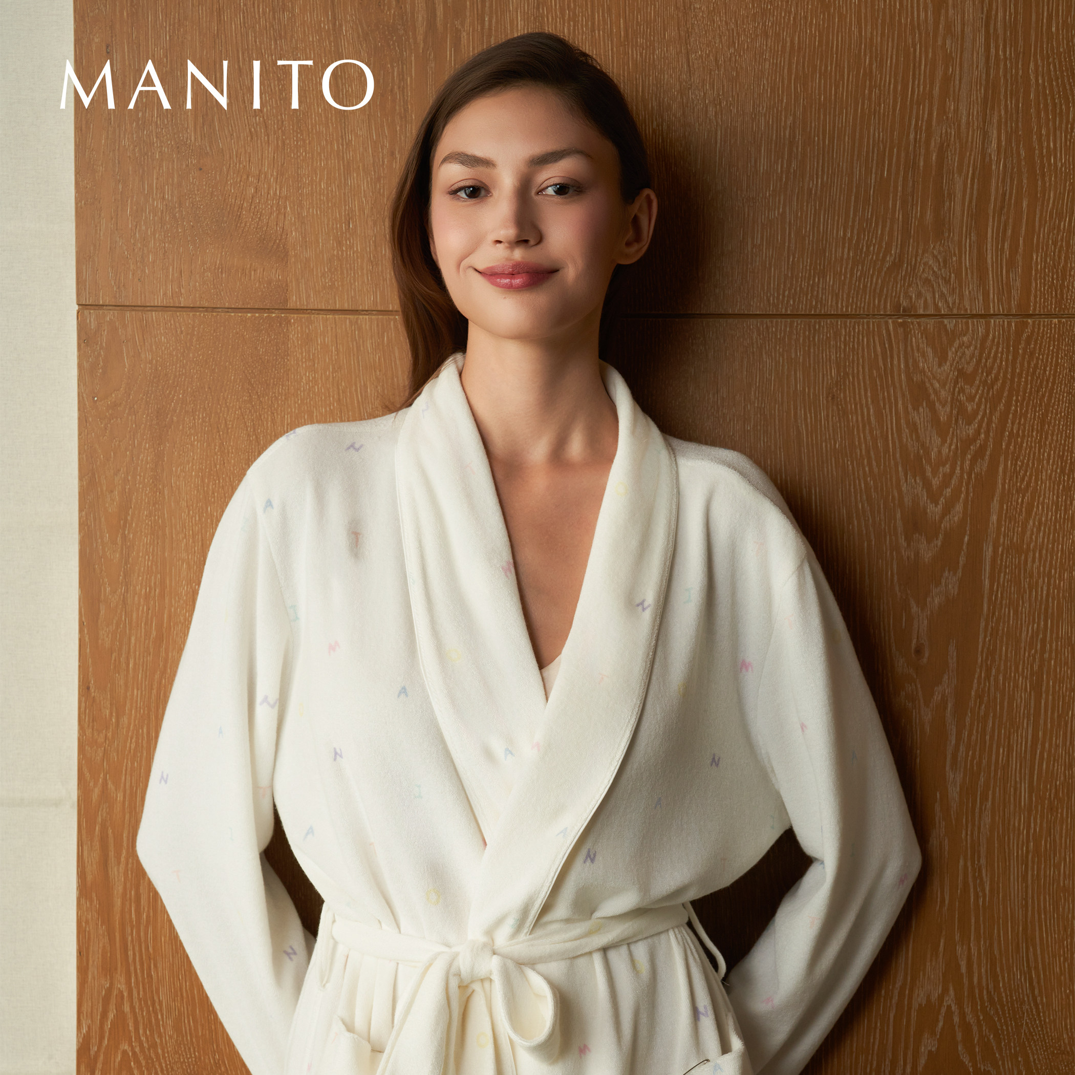 MANITO/曼尼陀New Signature 女士长绒棉针织睡袍彩色字母长袍,淘宝优惠券,粉丝福利购,淘宝优惠卷