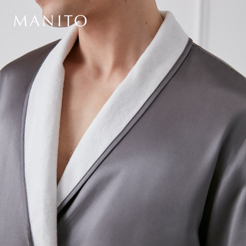 MANITO/曼尼陀Silk Terry男士真丝睡袍款桑蚕丝家居服 - 图3