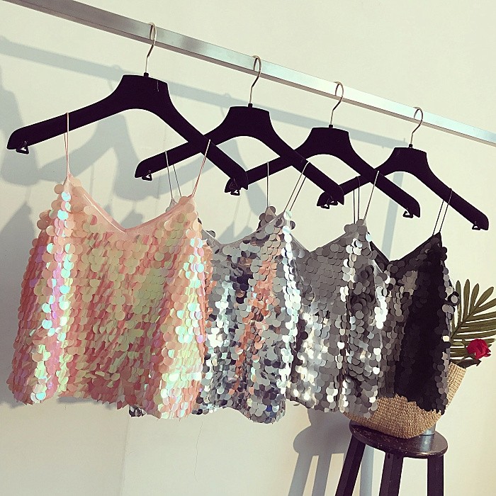 bling闪闪亮片吊带小衫女2020 沃莱格背心吊带