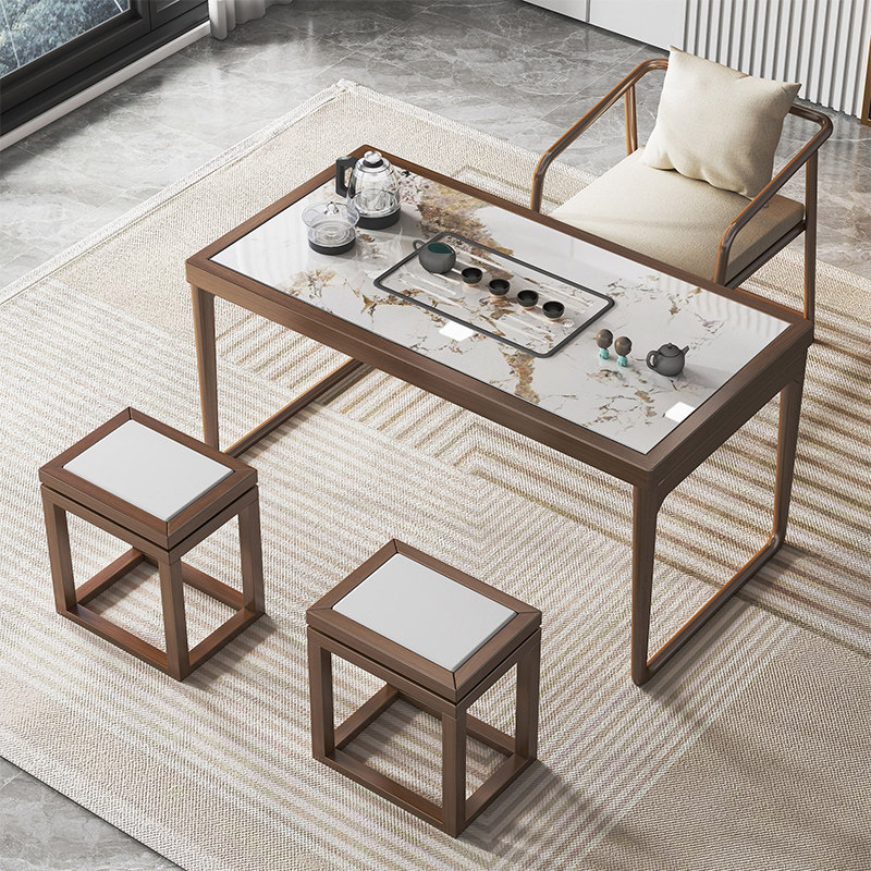 北美白蜡木实木茶桌椅组合岩板阳台茶桌现代简约家用新中式小茶台,淘宝优惠券,粉丝福利购,淘宝优惠卷