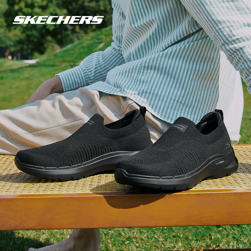 Skechers斯凯奇男鞋GOWALK健步鞋一脚蹬舒适缓震休闲鞋软底运动鞋 - 图0