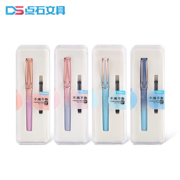 点石钢笔不易溅墨细尖包尖练字笔小学生用笔可替换墨囊成人儿童男女孩可爱卡通初学者用笔老师推荐用笔DS-756