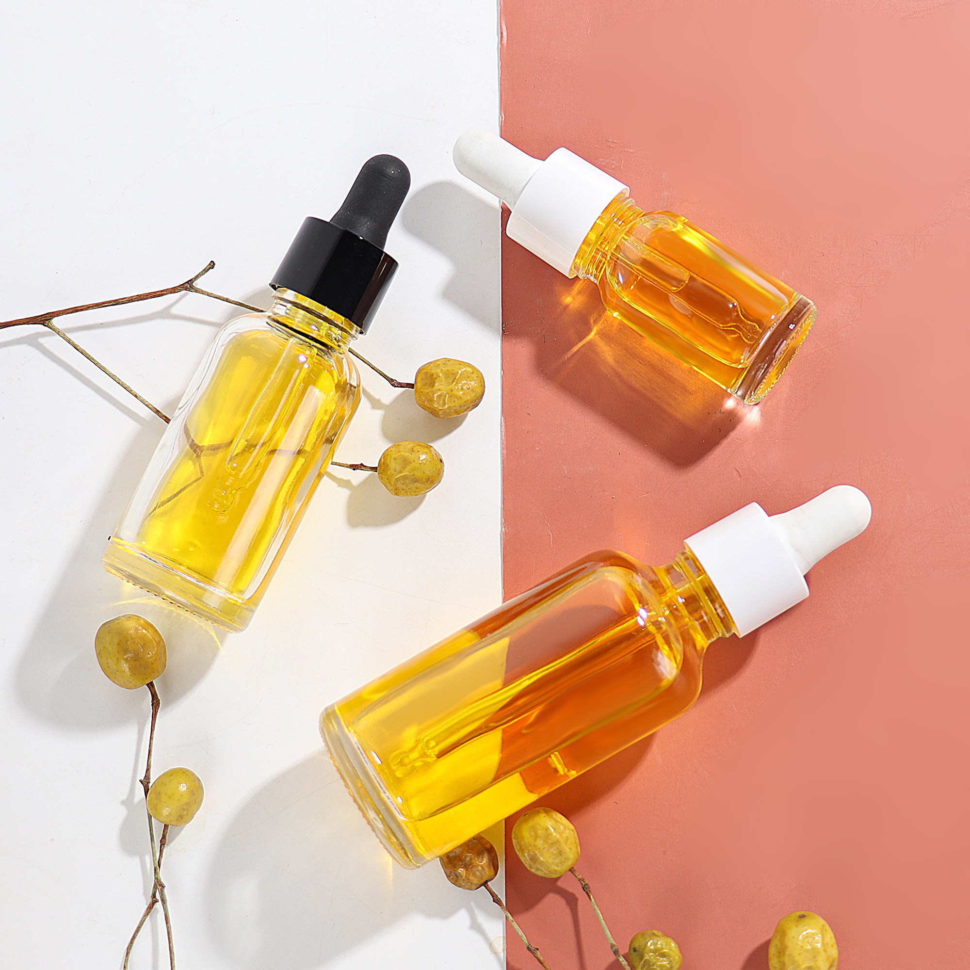 HOPECK透明药玻玻璃亮面黑白胶帽滴管18牙10/15/100ml美容精油瓶,淘宝优惠券,粉丝福利购,淘宝优惠卷