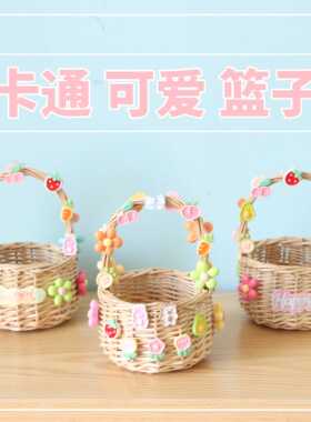 幼儿园野餐拍照道具柳编小篮子