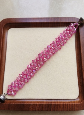 外贸复古饰品夏蕾丝法式小众中古设计师款水晶串珠波光手链磁吸扣