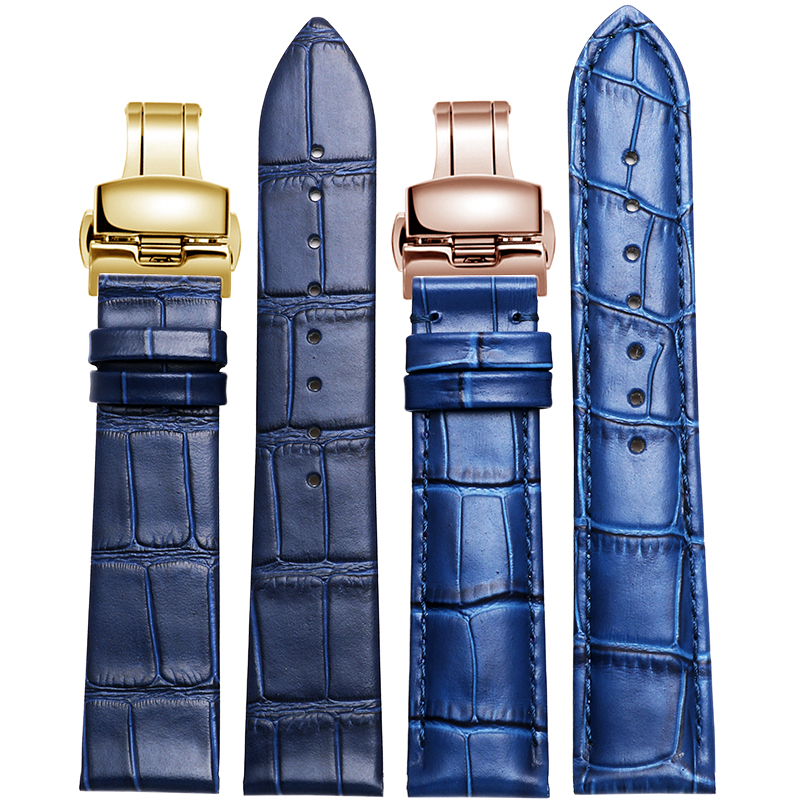 恩玺蓝色牛皮手表带真皮表带 恩玺配件