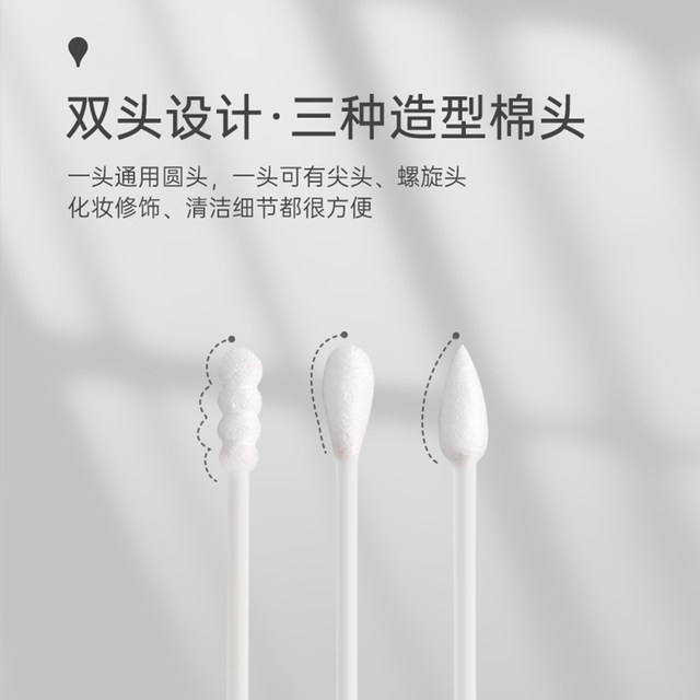 Small head for cotton swabs to clean ears and make-up