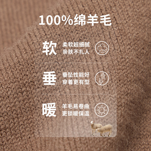 杉杉男士毛衣2026新款秋冬季圆领加厚保暖打底针织衫纯羊毛衫男款 - 图0