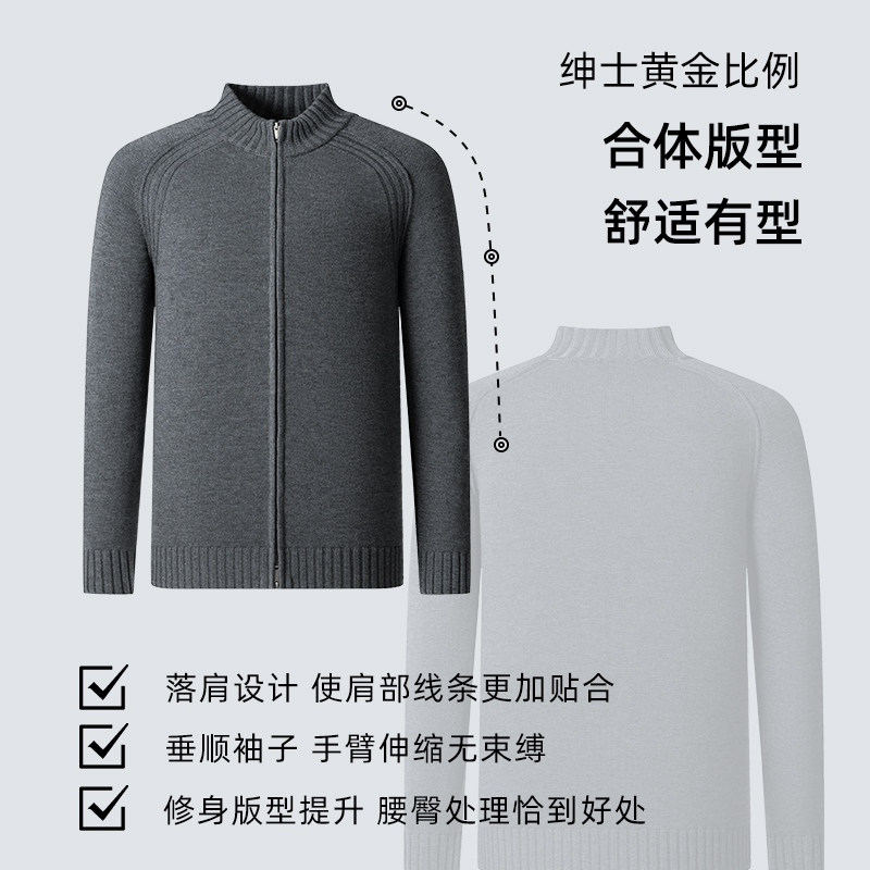 杉杉开衫外套男士针织开衫外套男款2024春秋季新款毛衫高级感内搭