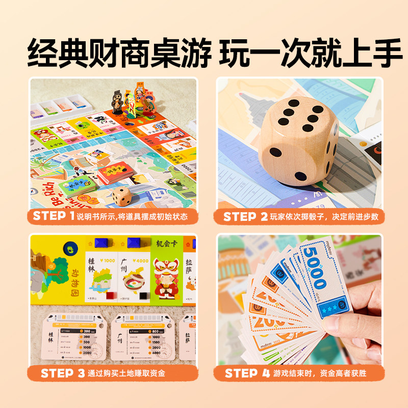 mideer弥鹿大富富翁桌游儿童版中国之旅桌面游戏棋牌亲子互动礼物