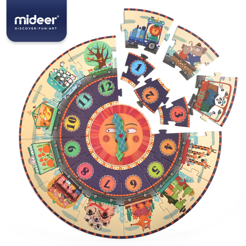 mideer弥鹿数字时钟认知男女孩拼图 mideer弥鹿拼图/拼板