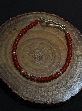 工装飞行员 日系复古百搭原创手工日本进口红琉璃铃铛珠珠手链