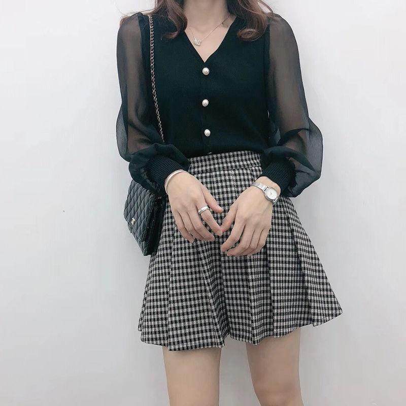 2020夏季新款短款洋气小众蕾丝毛衣 慕爱娇蕾丝衫/雪纺衫