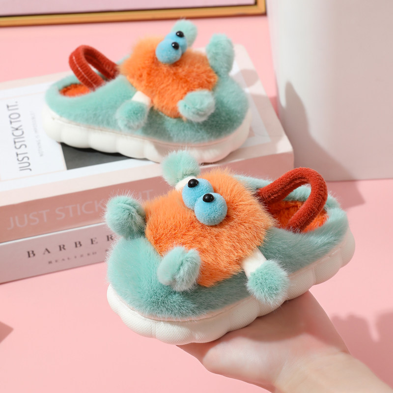 宝宝棉拖鞋男冬季防滑中小童可爱卡通室内儿童棉拖鞋女包跟1-3岁2